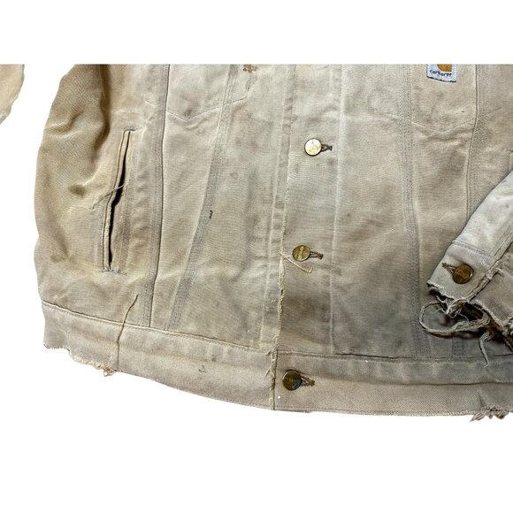 Vintage Carhartt Detroit Chore Jacket Size 44 – Blanket Lined, Distressed Workwe - Picture 4 of 12
